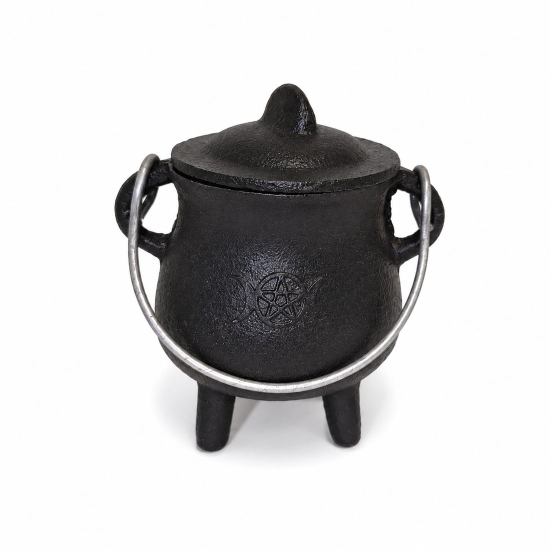 Cast Iron Cauldron Pentacle Moon - (3.5in)-Earth Fairy Holistics