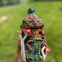 Jar | Blue Suncatcher + Red Mushrooms Fairy House-Earth Fairy Holistics