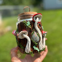 Jar | Labradorite + Red Mushrooms Cork Jar-Earth Fairy Holistics