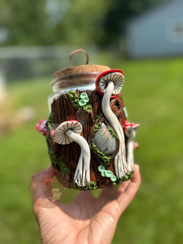 Jar | Labradorite + Red Mushrooms Cork Jar-Earth Fairy Holistics