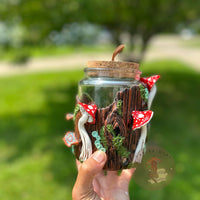 Jar | Labradorite + Red Mushrooms Cork Jar-Earth Fairy Holistics