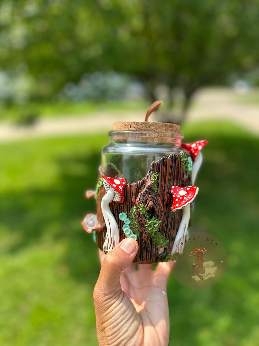 Jar | Labradorite + Red Mushrooms Cork Jar-Earth Fairy Holistics