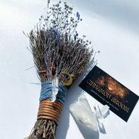 MOON BESOM BROOM + CLEAR QUARTZ CRYSTAL + UNSCENTED-Earth Fairy Holistics
