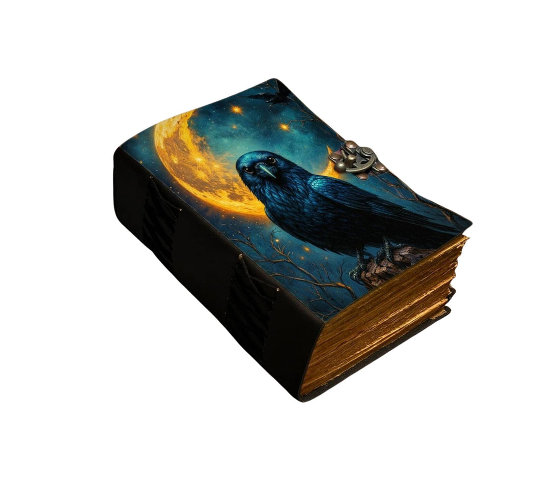 New Raven Leather Journal Gothic Book Grimoire Tarot Journal-Earth Fairy Holistics