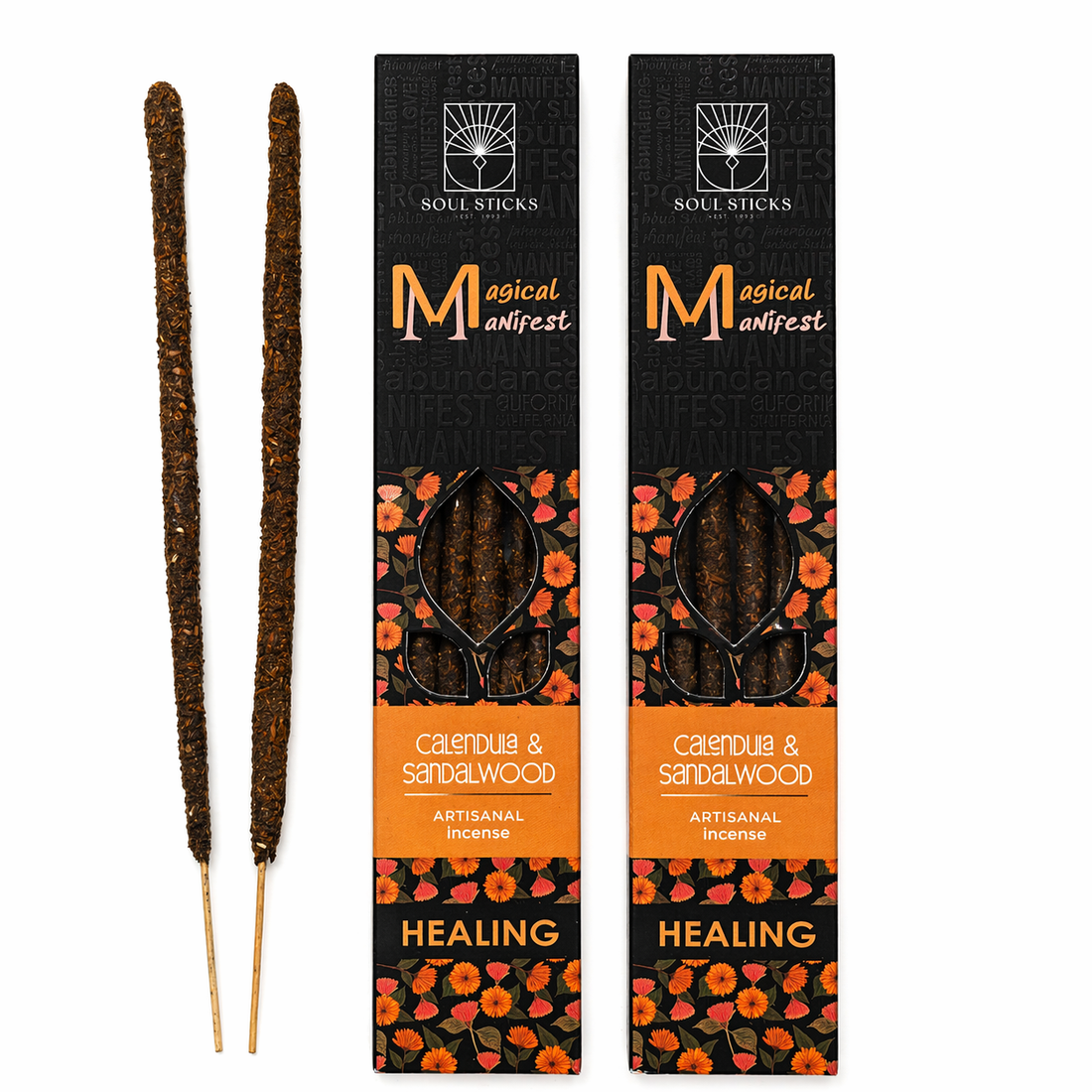 Incense Sticks Healing Calendula Sandalwood Magical Manifest-Earth Fairy Holistics