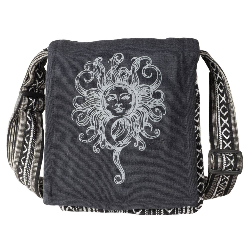 Black Sun & Moon Crossbody With Flap Closure-Earth Fairy Holistics