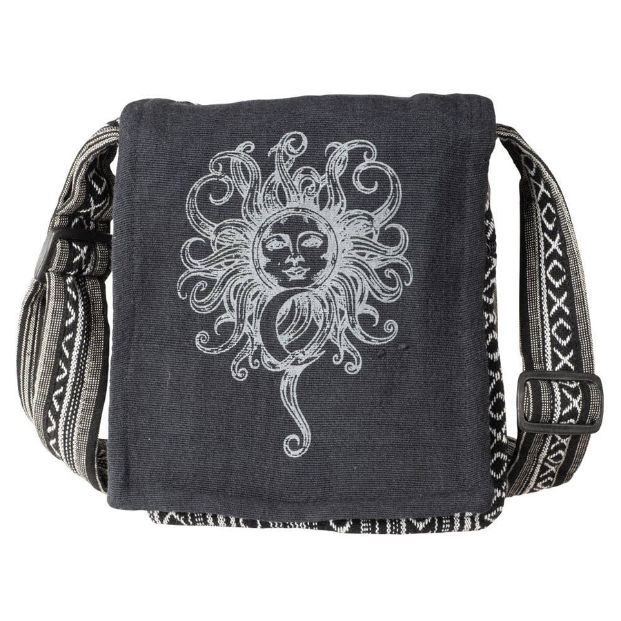 Black Sun & Moon Crossbody With Flap Closure-Earth Fairy Holistics