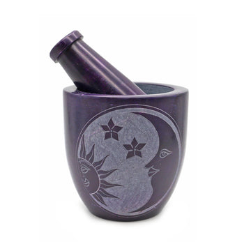 Soapstone Mortar & Pestle - Purple Celestial (Tall)-Earth Fairy Holistics