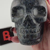 Blue Quartz/Black Tourmaline Skulls