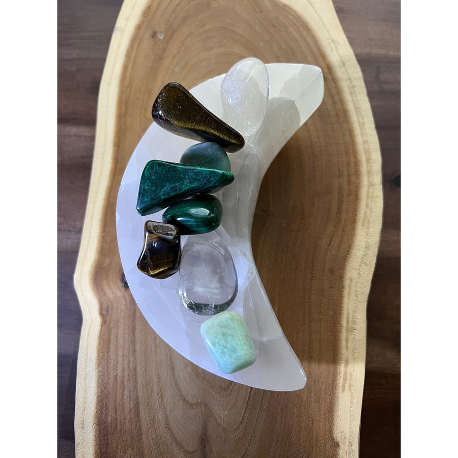 Satin Spar Moon Dish-Earth Fairy Holistics