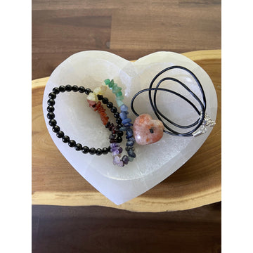 Satin Spar Heart Dish-Earth Fairy Holistics